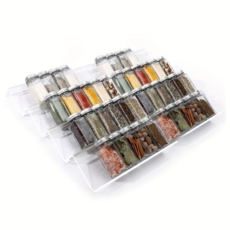 1/2Piece Spice Drawer Organizer Acrylic Spice Rack for Kitchen Organization Countertop Storage Tray Seasoning Jar Shelf