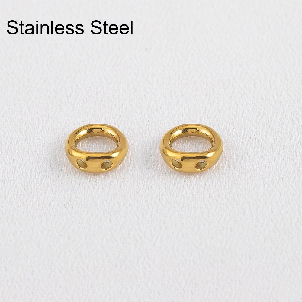 10pcs 20pcs Brass End Bead Tip Double Holes Connector Rings End Caps Dia.5.3mm for Necklace Bracelet Jewelry Making Accessories