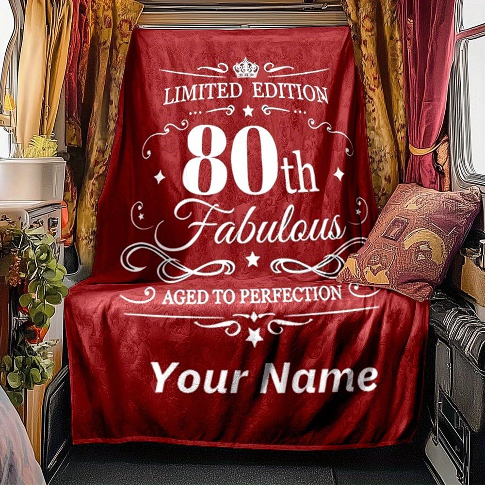 Happy 80Th Birthday Blanket Personalized Name Soft Comfortable Stylish Blanket Car Blanket Perfect For Travel Camping Outdoor Home Suitable For All