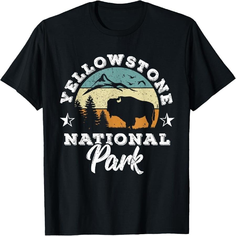 Yellowstone National Park Bison Vintage Outdoor T-Shirt XXXXXL чёрный