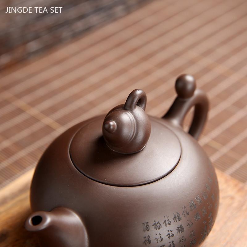 Antique Purple Clay Tea Set A Pot of Four Cups Suit Handmade Teaware Chinese Raw Ore Zisha Tea Set Home Tea Pot and Cup Set