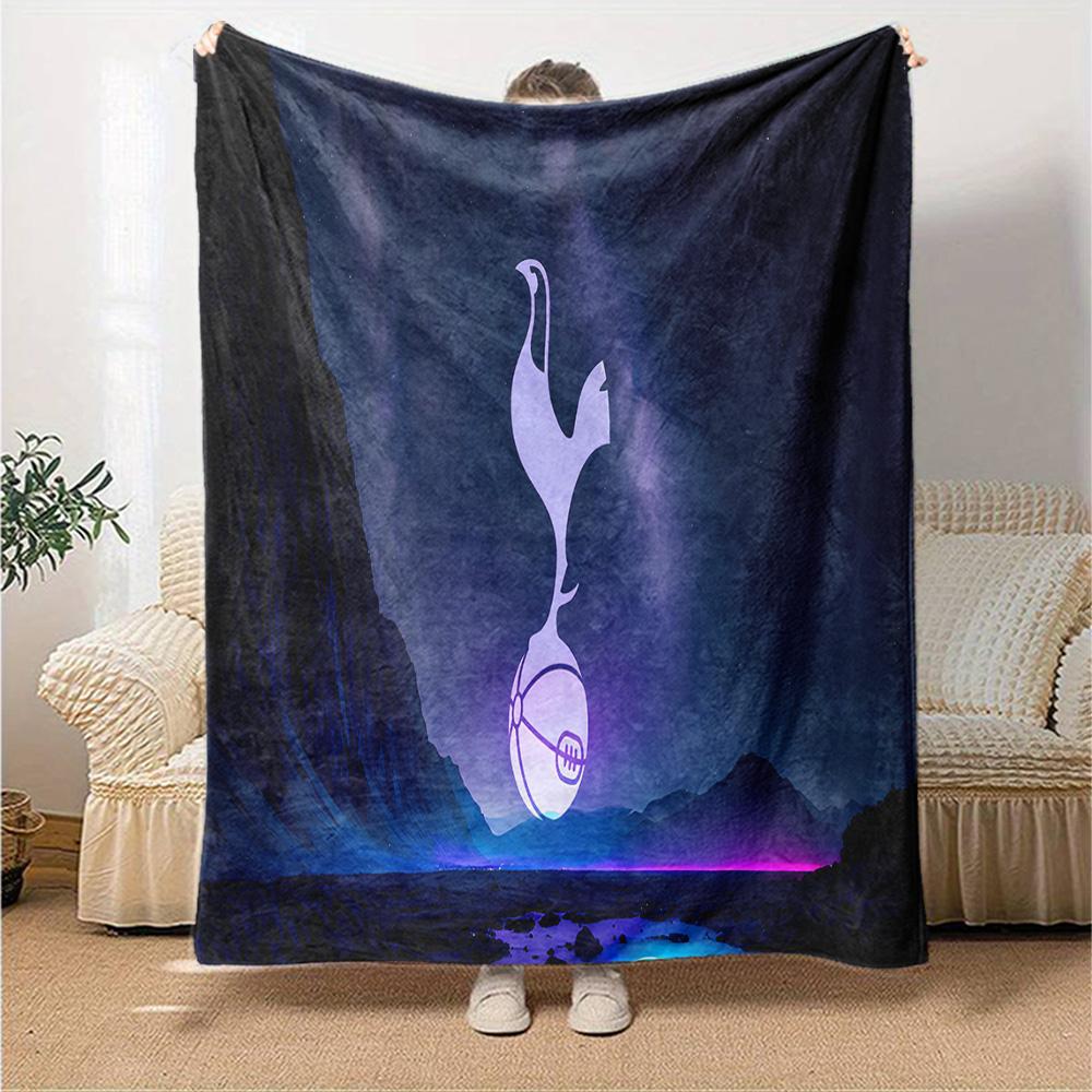 Tottenham Wappen Design Flanelldecke, Weiches Polyester, Modernes Design, Ganzjahres- für Camping, Reisen, Geschenke für Feiertage oder Geburtstage