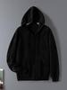 Men's Hooded Wool Cardigan - Solid Color, Zipper, Drawstring, Loose Fit Knitted Sweater Jacket