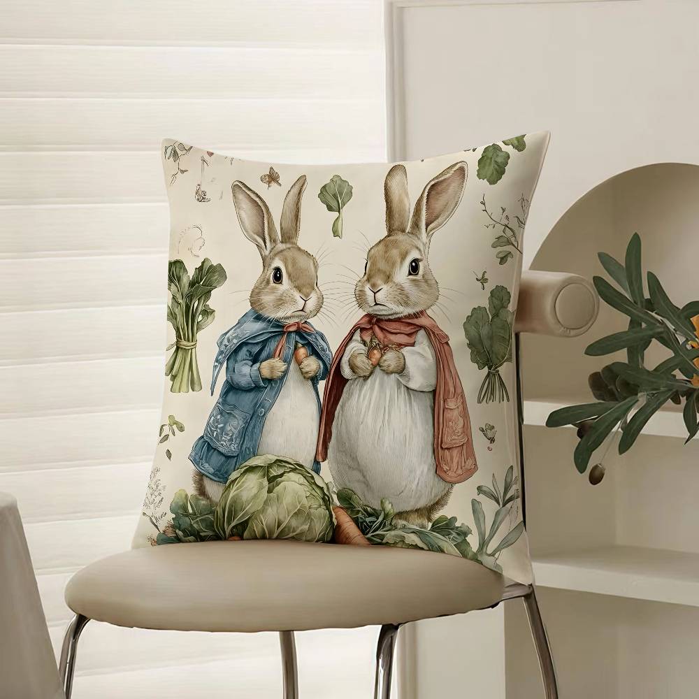 Cartoon Character Cute-Peter Rabbit-Smart Pillow Case Comfort Sofa Bed Silky elegant Invisible zipper Decorative cushion cover