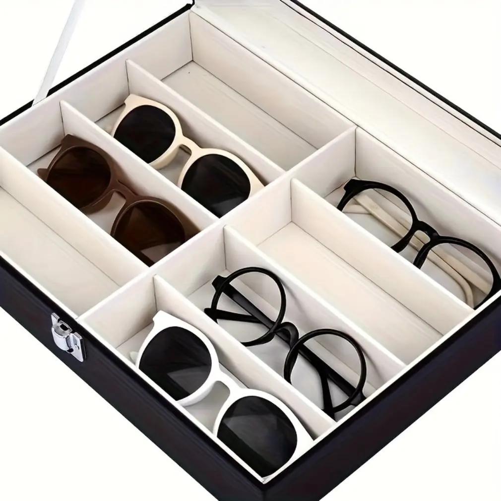 Multifunctional Sunglasses Storage Box Men's and Women's Glasses Display Box PU Leather Dustproof Jewelry Watch Storage Box