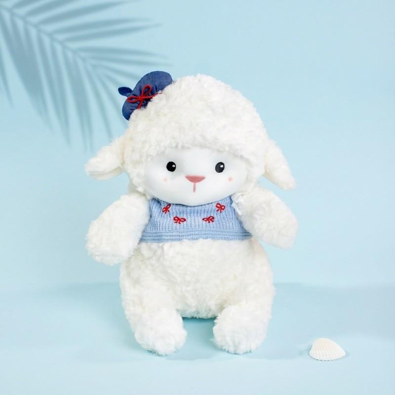 Cute Sheep Plush Toys With Checkered Dress And Hat Decoration For Home Decor And Photography Props