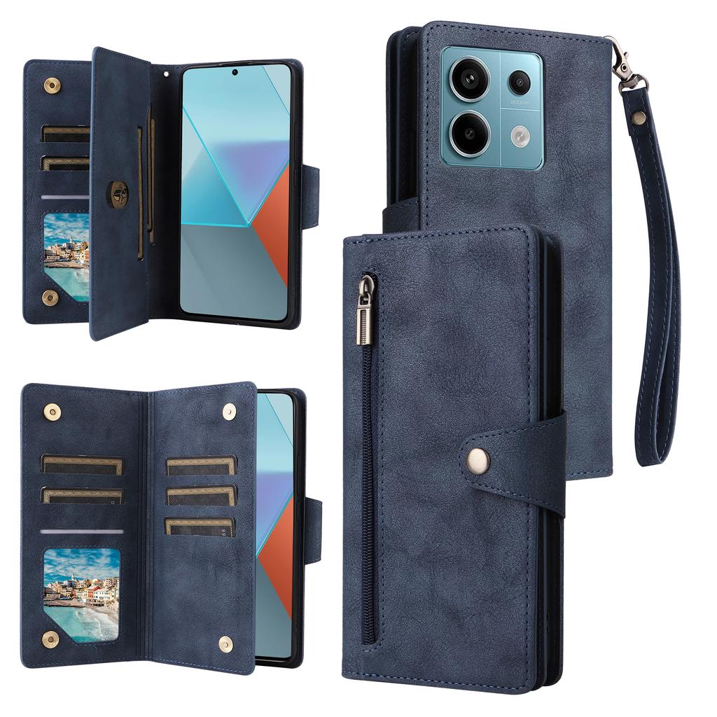 For Xiaomi Redmi Note 13 Pro 5G/Poco X6 5G Zipper Case PU Leather Stand Flip Phone Cover