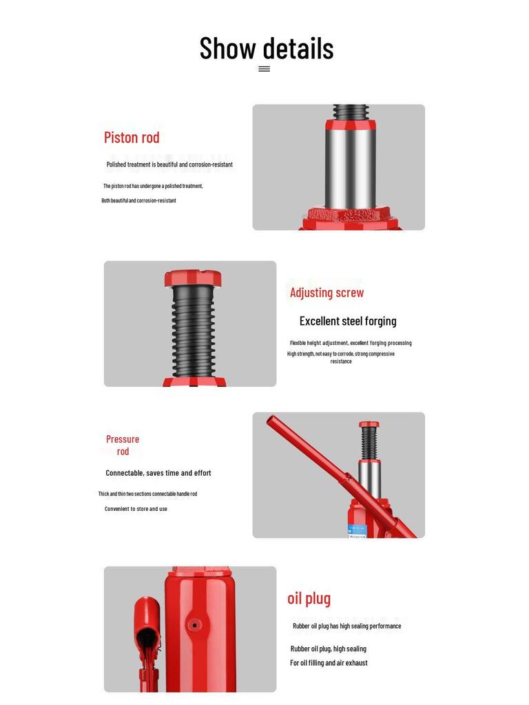 2-Ton Vertical Hydraulic Bottle Jack for Small Cars, Off-road SUVs, and Vans