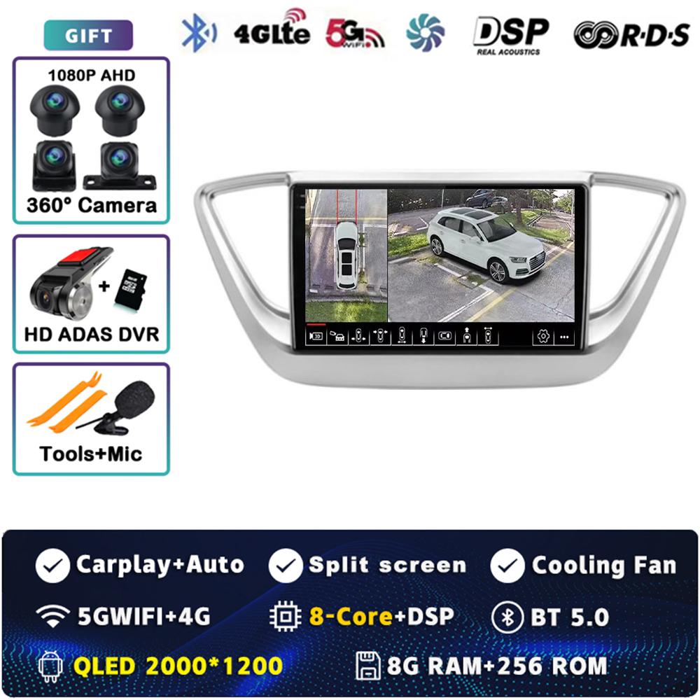 9" Android 14 Carplay Car Radio For Hyundai Solaris 2 Verna 2016-2020 Multimedia Video Player Navigation GPS Stereo 2Din WIFI+4G