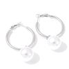 Eetit Pearl Drop Dangle Hoop Earrings Round Imitation Beads Fashion Daily Stainless Steel Korean Chic Quality Jewelry Waterproof