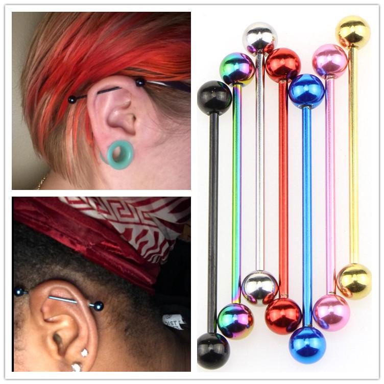 7-Color Long Bar Ear Cartilage Studs - Trendy Piercing Jewelry