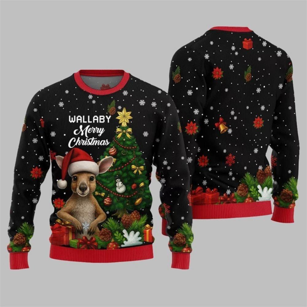 Christmas Element Pattern Men's Sweatshirt Santa Claus 3D Print Pullover Autumn Women Crew Neck Hoodie Long Sleeve Kids Tops
