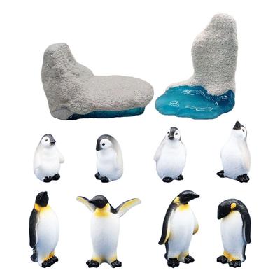 10 Adet Penguen Buzdağı Peyzaj Simülasyon Modelleri Hayvan Oyuncakları Dekorasyonlar El Sanatları Reçine Süslemeler Taklit Penguenler