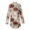 Damen Herbst Casual Langarmshirts Sweatshirt Vintage Bedrucktes High Neck Top Pullover