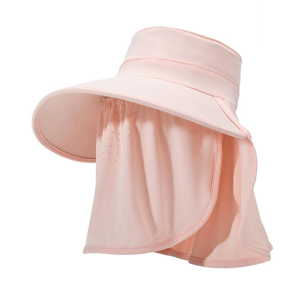 

Wide Brim Tea Picking Hat Foldable Ice Silk Sunscreen Hat Portable Integrated Face Mask Hat Summer розовый