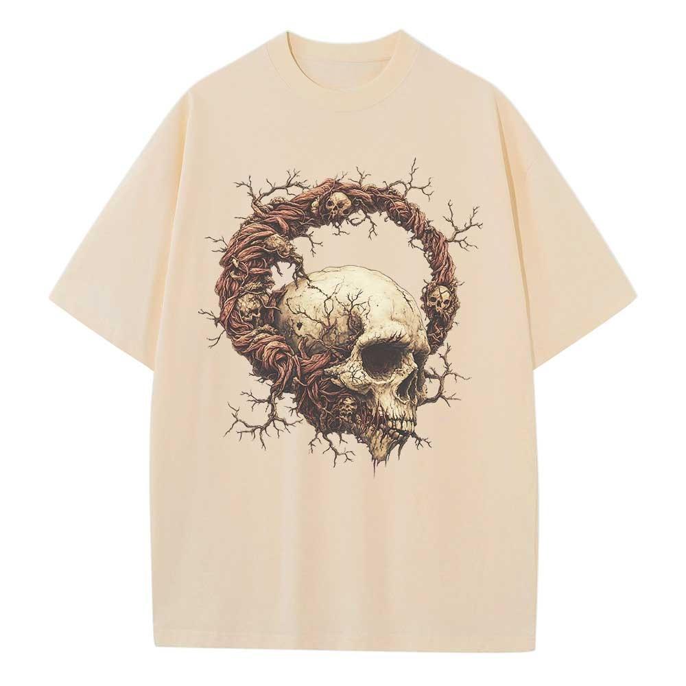Spring and Summer New Cotton Loose T-shirt Halloween Zombie Vein Style Graphic T-shirt Retro Unisex Top T-shirt