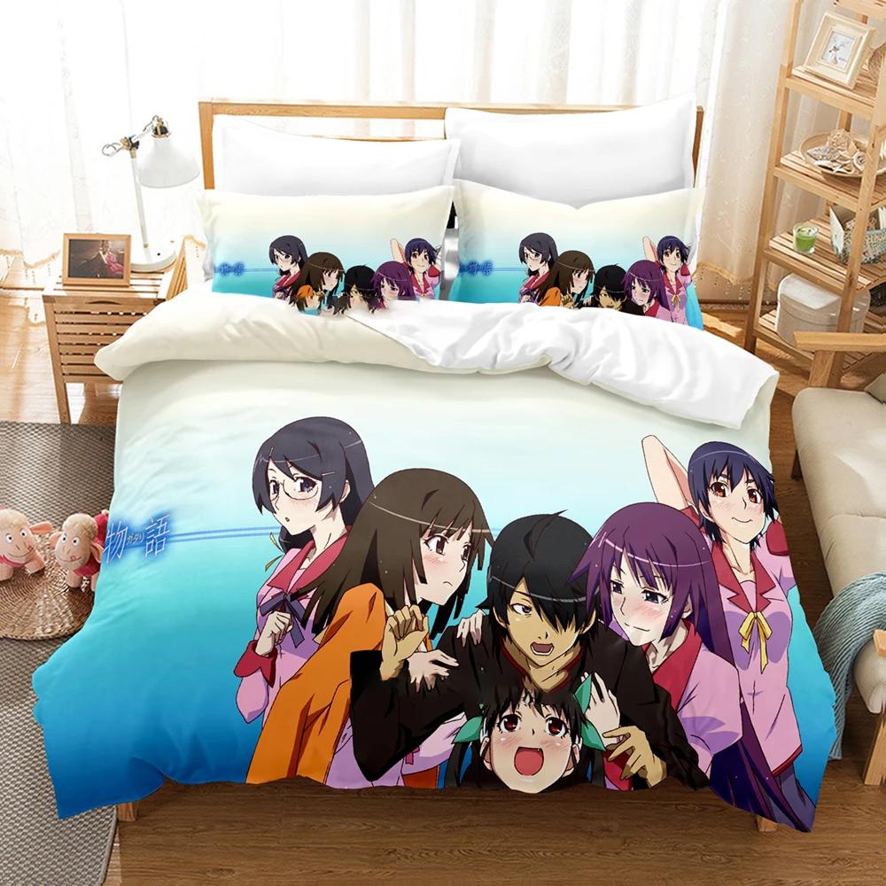 

Одеяло Bakemonogatari Комплект постельного белья Односпальный Полуторный Полный Queen King Размер Для Взрослых Мальчиков Спальня Аниме Кровать Comforter (quilt)-EU Single(135*200cm)3pcs