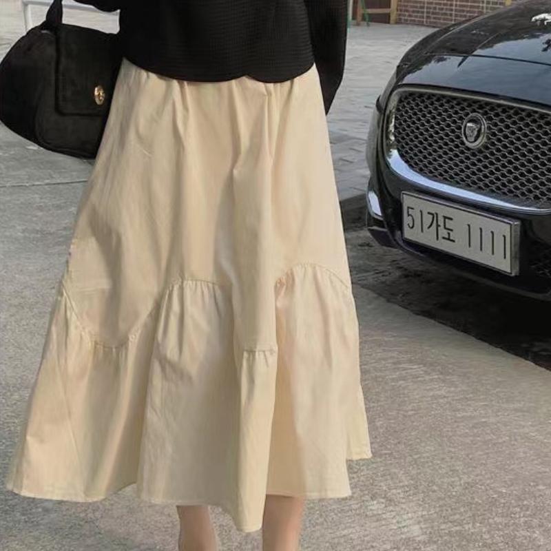 Half Length Skirt High Waist Pleated Summer A-line Large Skirt Skirt Korean Fashion Skirts Clothes for Women
