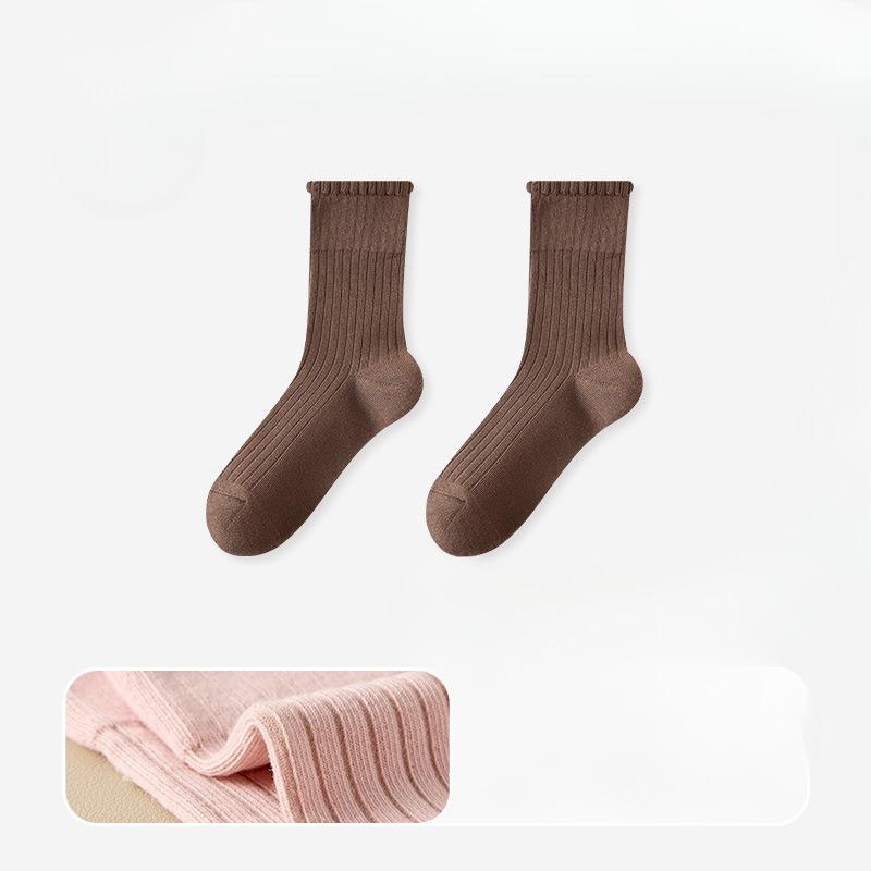Women's Autumn and Winter Socks with Fleece, Thickened Loops, Warm Cotton Socks, Lace Mid-calf Socks, Towel Bottom, Sweat-absorbing Long Socks