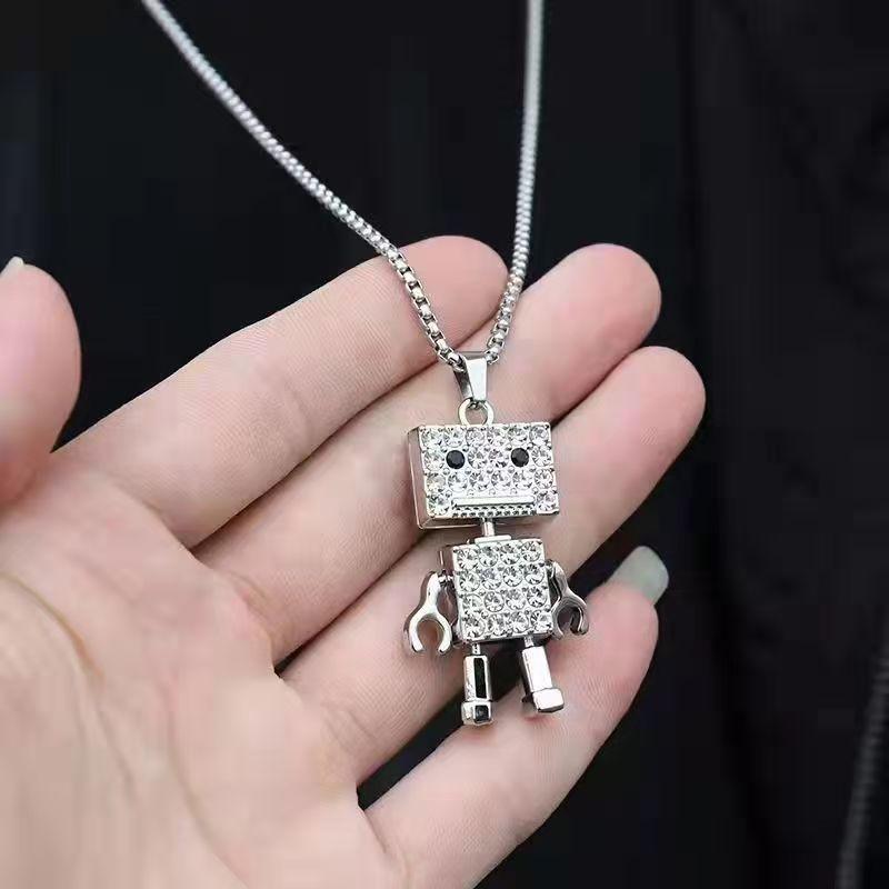 Robot Animated Girl Simple Temperament Design Versatile Clavicle Chain Necklace Pendant