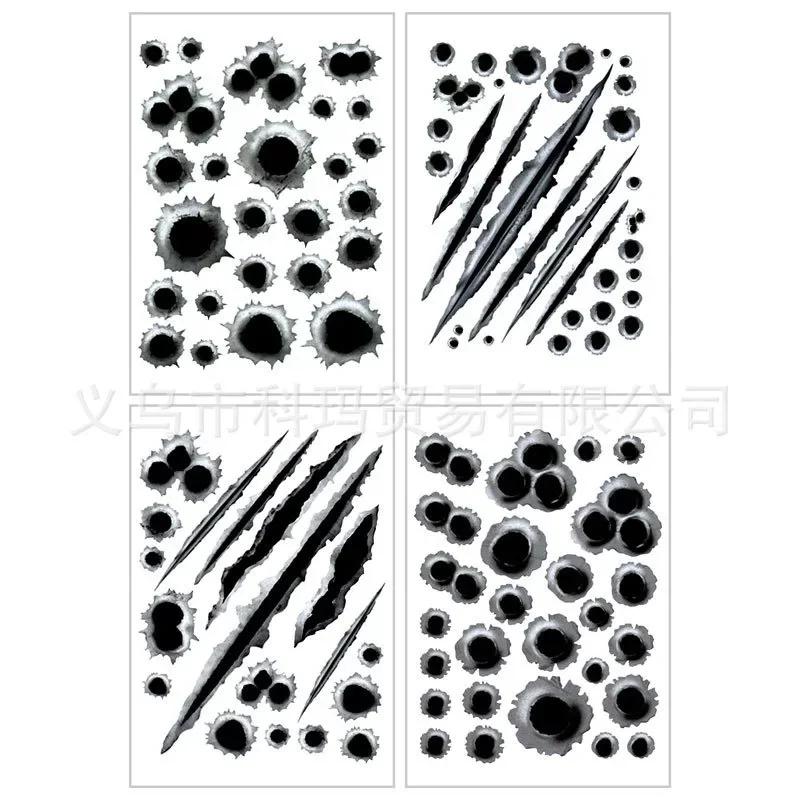 1Pcs Funny Car Stickers 3D Bullet Hole Car Side Car-covers Motorcycle Scratch Realistic Bullet Hole Waterproof Accessories Tools