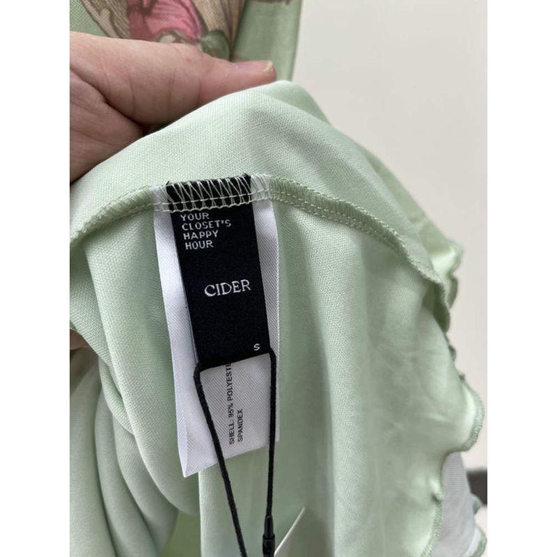 2025 Summer New C * Der Original Order Green Flower-De-Luce Backless Yarn Temperament Waist Hugging Dress
