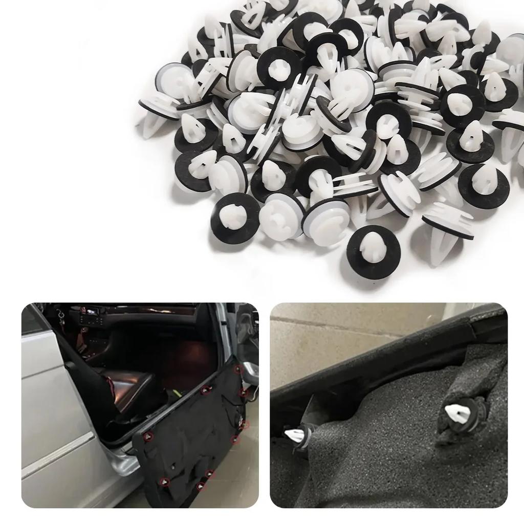 100/200 Pcs Plastic Car Door Panel Fastener Clips White Auto Bumper Fender Fastener Retainer Clips Rivet Bumper Clips