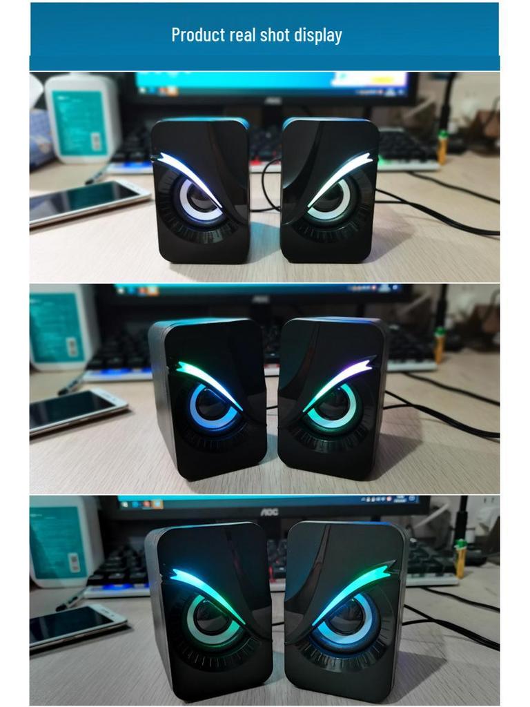 Atmosphere Light USB Wired Computer Speakers 2.0 - Compact Home/Office Sound System (Q9)