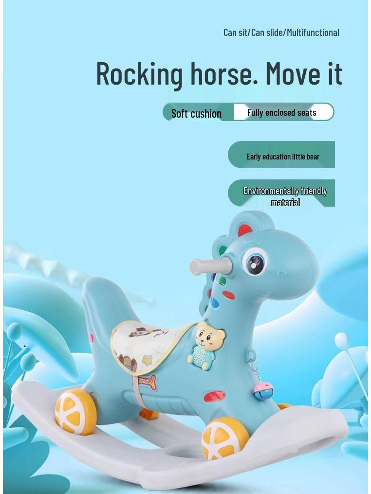 Multifunctional 2-in-1 Wooden Rocking Horse & Infant Scooter: Anti-Fall Toy for Babies & Toddlers (Up To 3 Years)