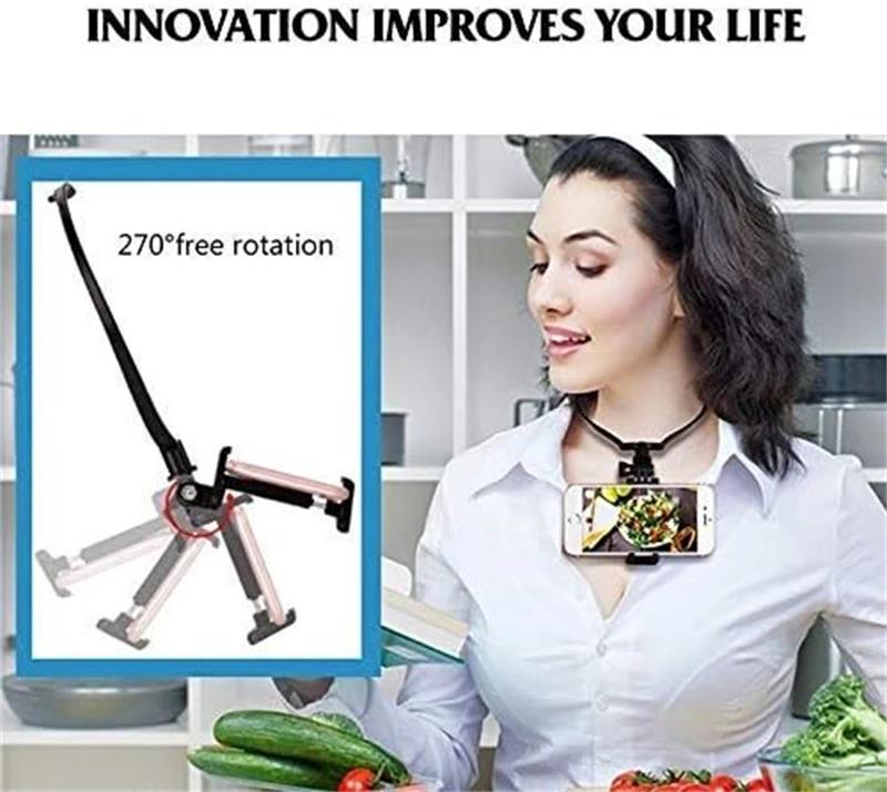 Wearable Neck Phone Stand Holder Rotatable Mobile Phone Stand Necklace Bracket Bed 360 Degree Phone Holder For iPhone GoPro DJI