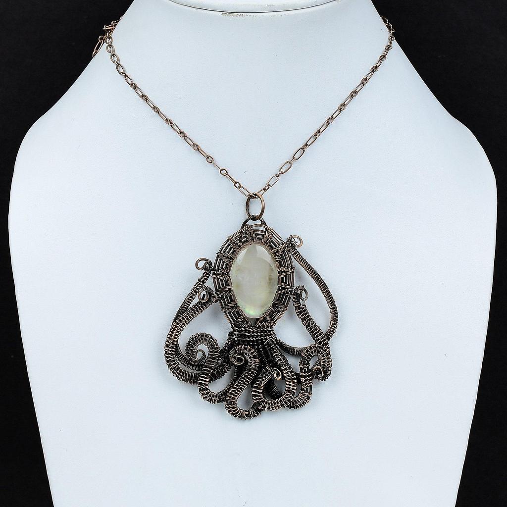 Rainbow Mystic Opal Pendant Copper Wire Wrapped Jewelry Octopus Design Pendant Gemstone Jewelry Copper Pendant Handmade Jewelry Wedding Gift