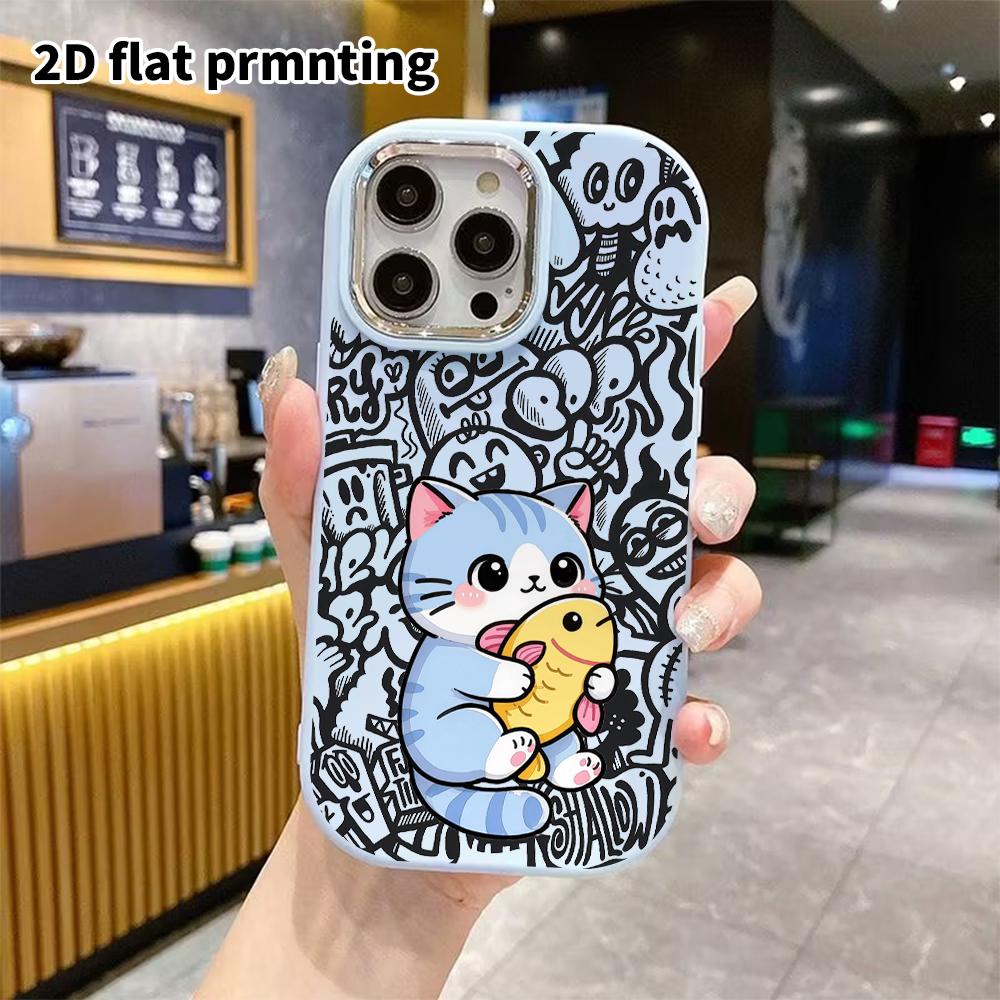 Phone Case: 2D Flat Design Suitable for iPhone 18 17 16 15 14 13 Pro Protective Case, Couple Style, Yellow Big Fish, Christmas and Halloween Gift