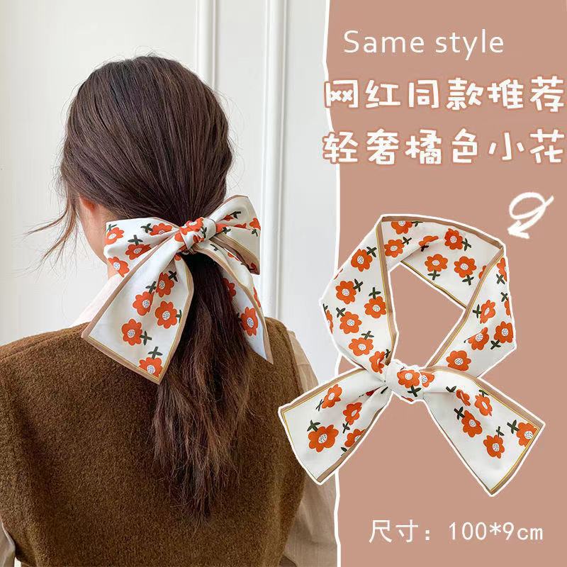 Qiandongge Seidenschal Stirnband Retro Weiblichkeit Gebundener Pferdeschwanz Schleife Band Stirnband Streamer Stirnband Mori Serie