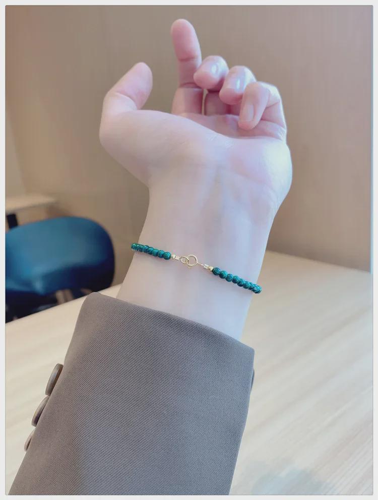 Natural Green Malachite Thin Crystal Bracelet - Cute and Fresh Design for Women