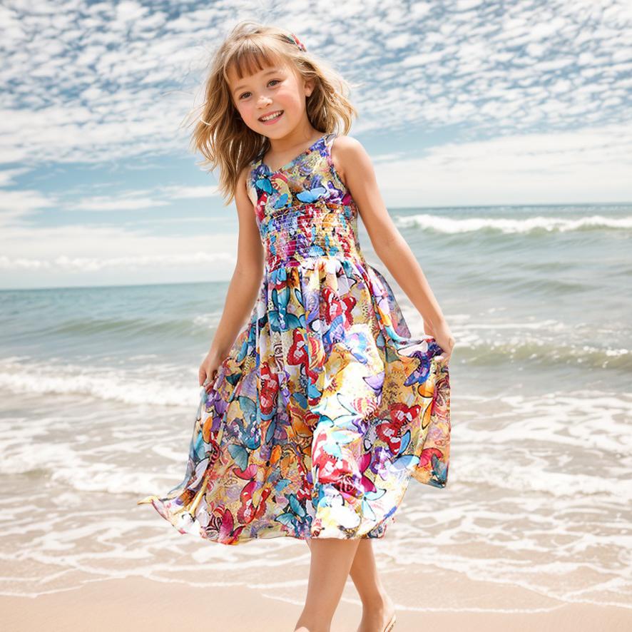 Macacão boêmio de flores para meninas primavera verão vestidos de praia para meninas chiffon floral roupas para meninas adolescentes