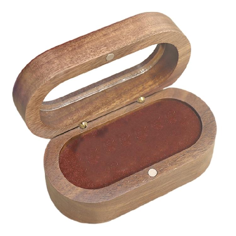Black Walnut Aesthetic Rings Showcase Compact Wood Rings Jewelry Box Convenient and Portable Storage and Display Cases