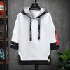 Trendy Hong Kong-Style Hooded Two-Piece Sweatshirt: Youth Loose-Fit 3/4 Sleeve Summer Top