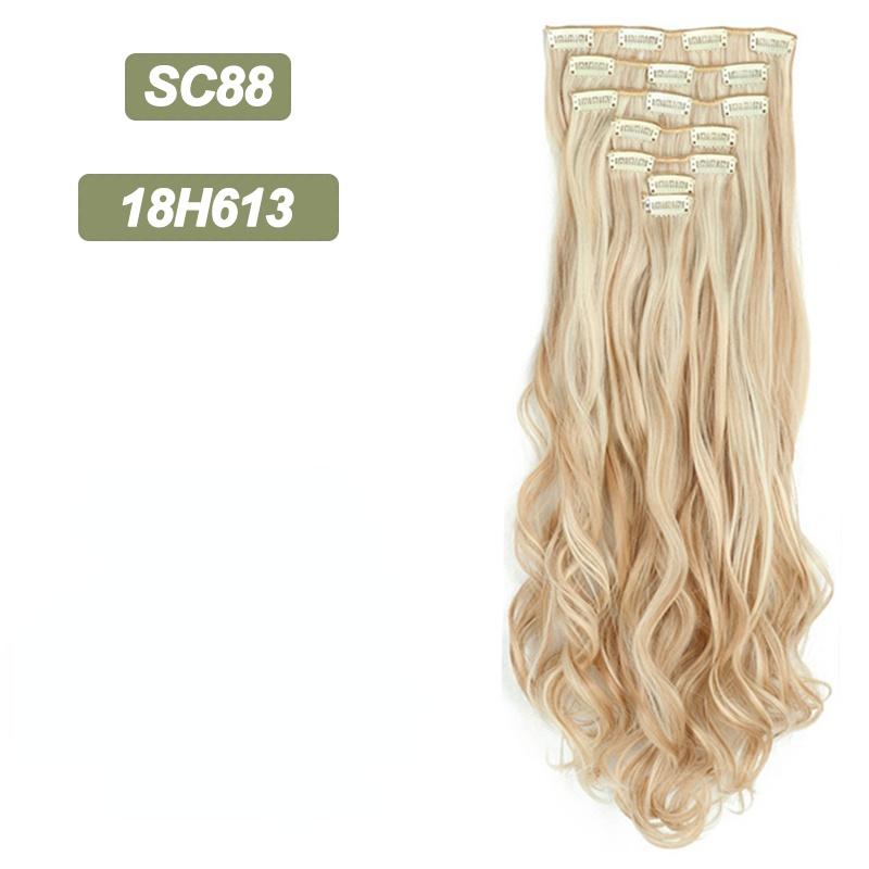 MISSQUEEN Long Wavy Ombre Hair Extensions 16 Hairpins Clipped In The Hair Extensions To Synthesize A Heat Resistant Thick Wig