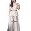Plus Size Chic French Style Summer Suit: Short Sleeve Top & Wide-Leg Pants Set