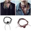 Multi Strand PU Leather Choker Necklace for Women Handmade Camellia Flower Clavicle Chain Party Wear Neck Accessories