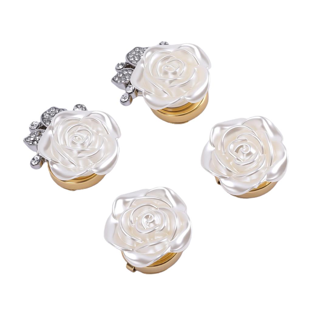 4 Pezzi Copri Bottoni Rosa Bianco Elegante Raffinato Fiore di Strass Staccabile Copri Bottoni per Artigianato Cucito Abbigliamento