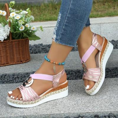 Nuove Scarpe da Donna Taglie Forti con Zeppa e Sandali a Bocca di Pesce