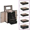 6 Tier Jewelry Box with Mirror and Lock Black