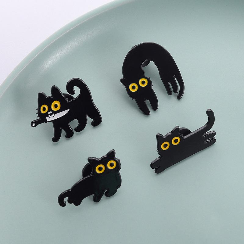 Japanese Cartoon Black Cat Series Alloy Brooch Metal Badge Lapel Pins Badges On Backpack Pines