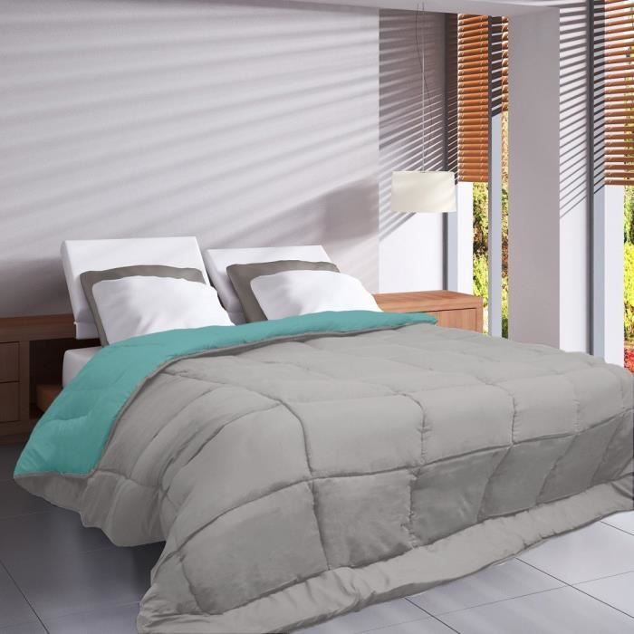 HUDSON Couette légère Microfibre 200g/m² 240x260cm Galet &amp; Lac