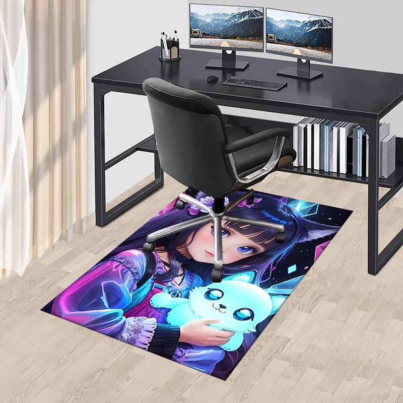 

1pc Anime Cat with Flowers Chair Mat - Office Desk Pad, Non-Slip Carpet for Home Decor, Suitable for All Seasons, Perfect Gift for Anime Lovers.H036 60cm by 90cm