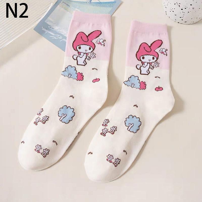 

Кавайные носки Sanrio Аниме Хелло Китти Куроми Осень и Зима Сладкие В голенище Мультяшные носки Милые Девочки Хлопок Домашние Теплые Носки