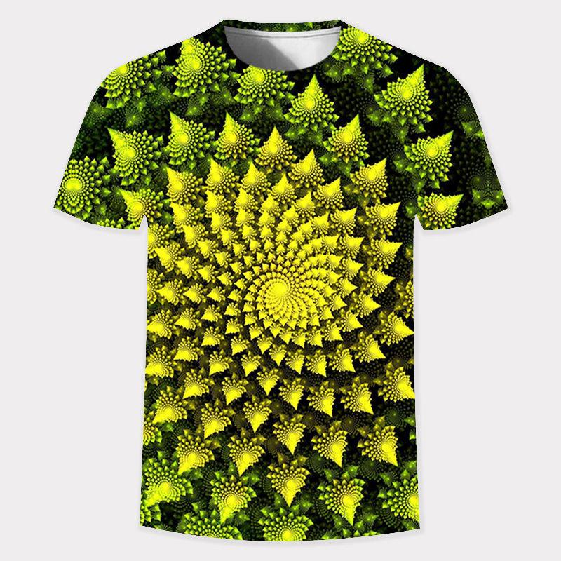 Summer 3D Gold Fashion Digital Harajuku Print Short Sleeve Round Neck Men's Casual Personality Hip Hop Street T-shirt Tops