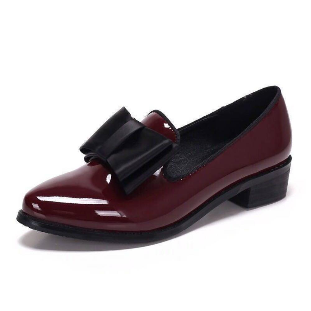 Bow Women Flats Shoes Patent Leather Ballerina Shoes Low Heels Female Loafers Pointed Toe Dress Woman Shoes