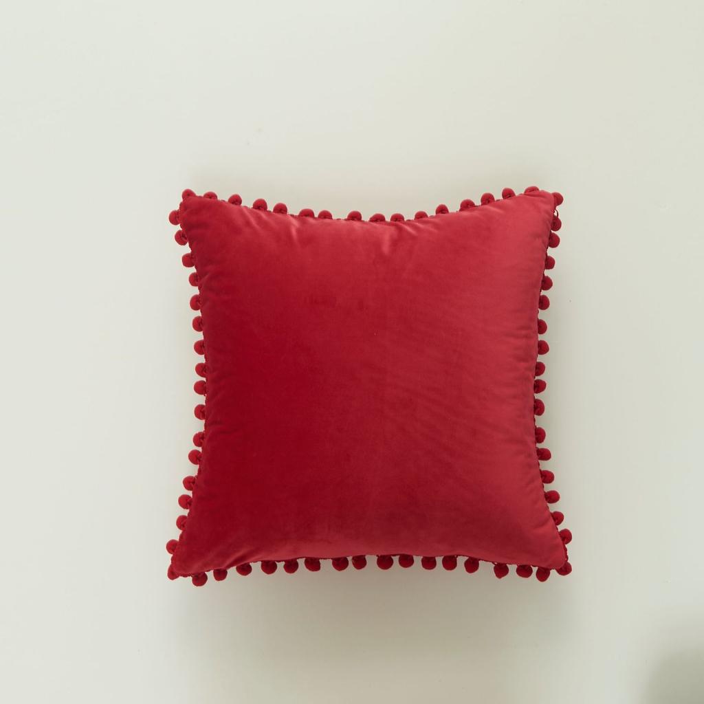Modern Minimalist Living Room Dutch Velvet Cushion Cover with Large Ball Edge INS Nordic Style Pillow Cover Without Core